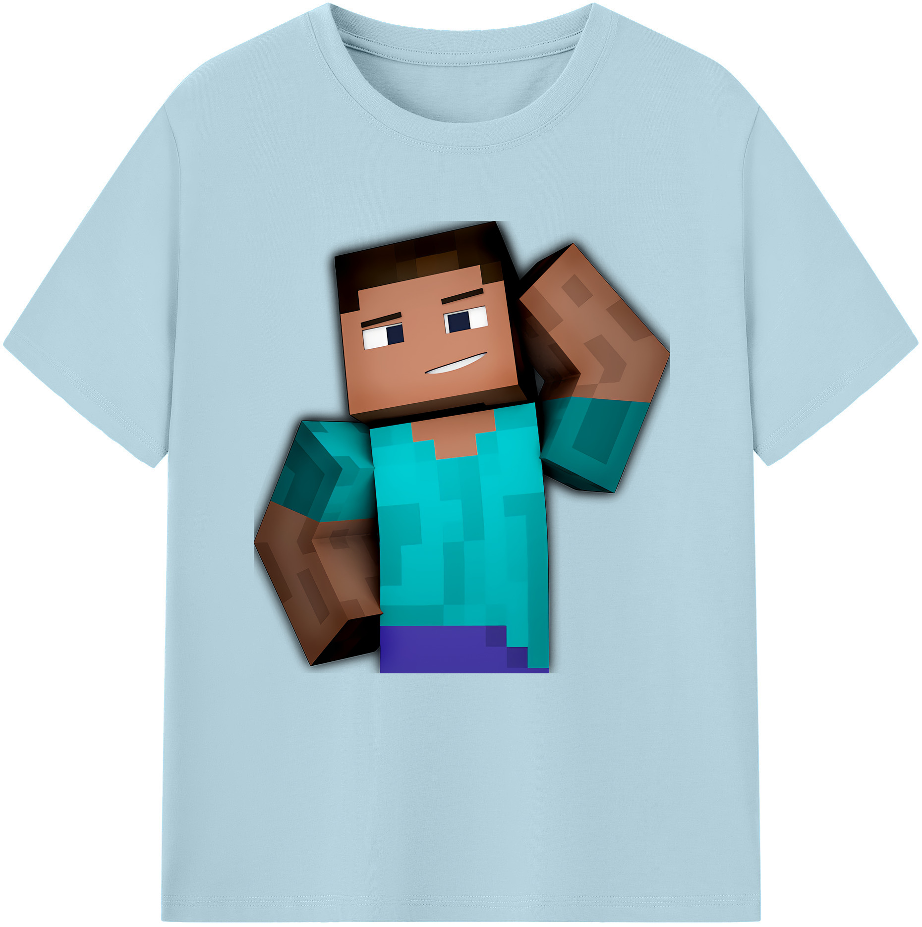 （画像用） マインクラフト ブロックの世界 Minecraft MC Block world 綿100％半袖Tシャツ（フロントプリント）